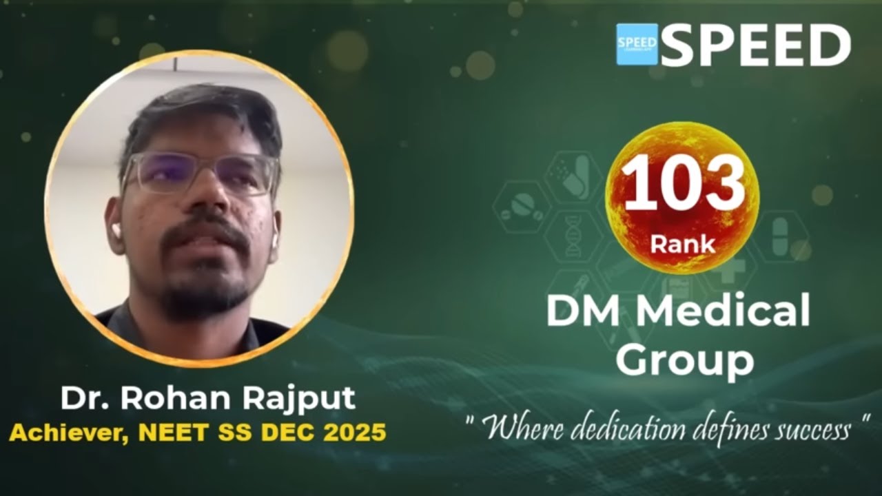 NEET SS Dec 2025 Rank 103 | Dr. Rohan Rajput | DM Medical Group | SPEED