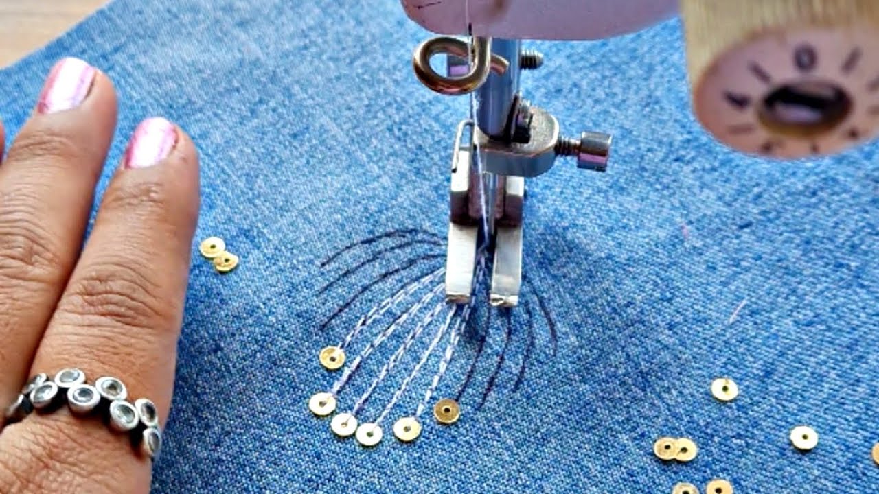 Trending Sequins Design With Sewing Machine | Beautiful Hand Made Latkan Ideas | Sequin Design Ideas
