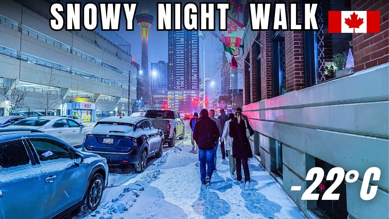 Calgary Caught in Snowstorm | Real Winter Weather Night Walk 🇨🇦