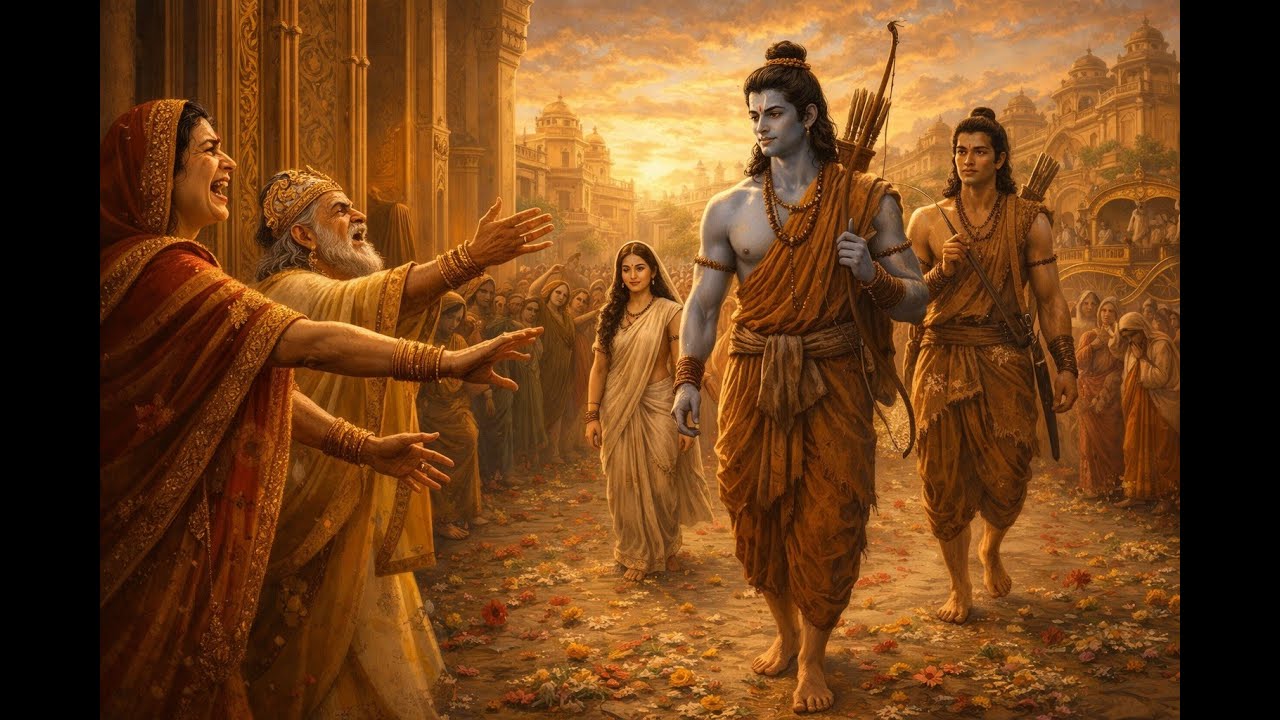 02 Ayodhyakanda   Episode 07 – The Journey Begins   Rama, Sita, and Lakshmana Leave Ayodhya