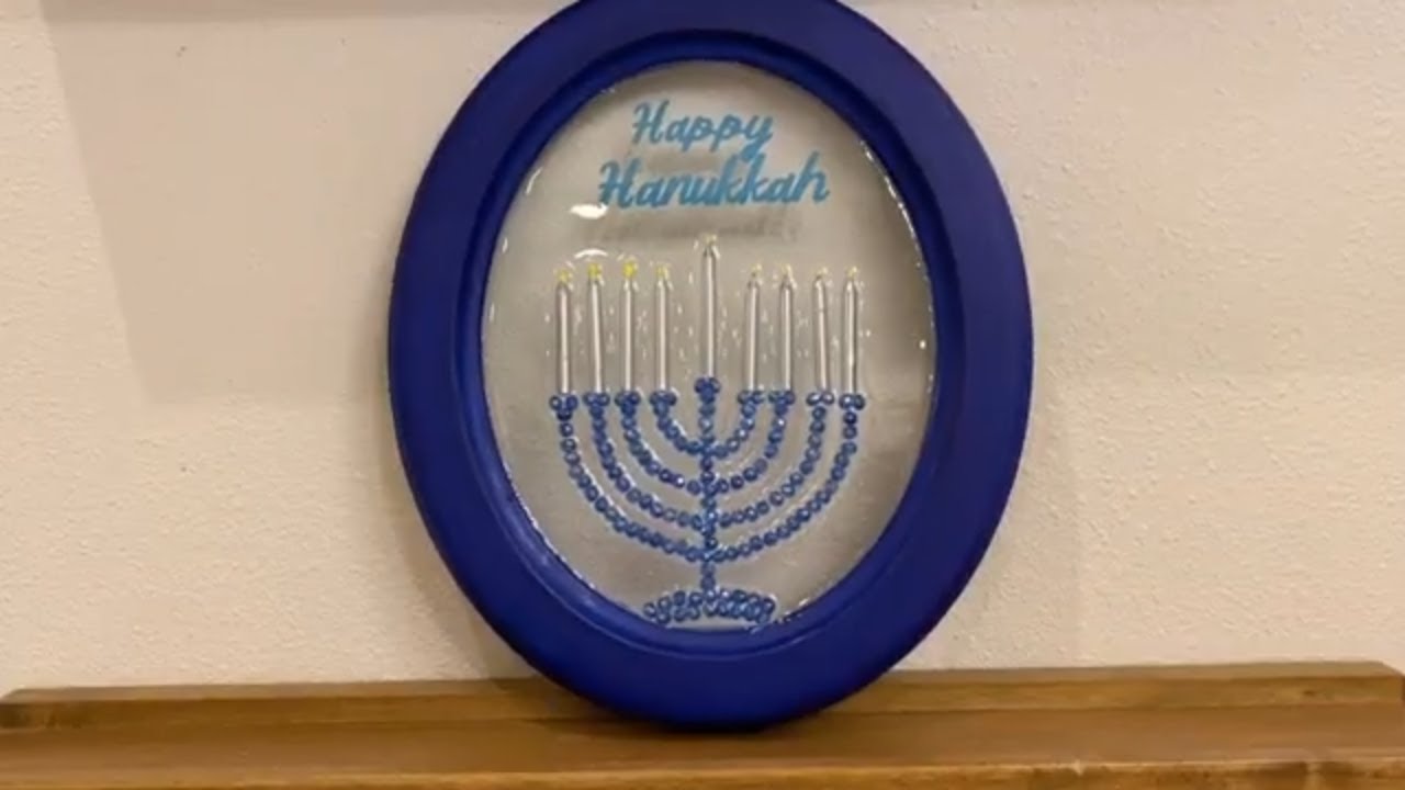 # 222 DIY HANUKKAH RESIN ART CRAFT MENORAH ON GLASS.