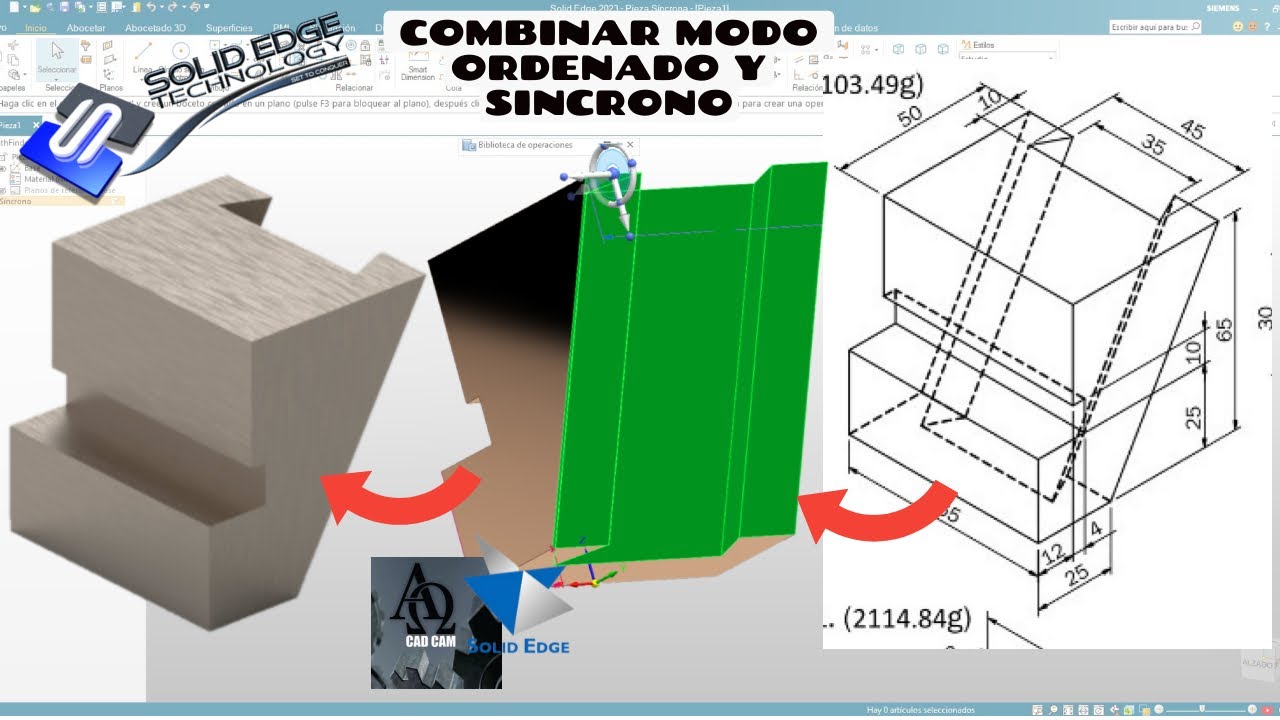 Cómo usar el modo ORDENADO Y SINCRONO Solid Edge 2023 | TUTORIAL en Español |