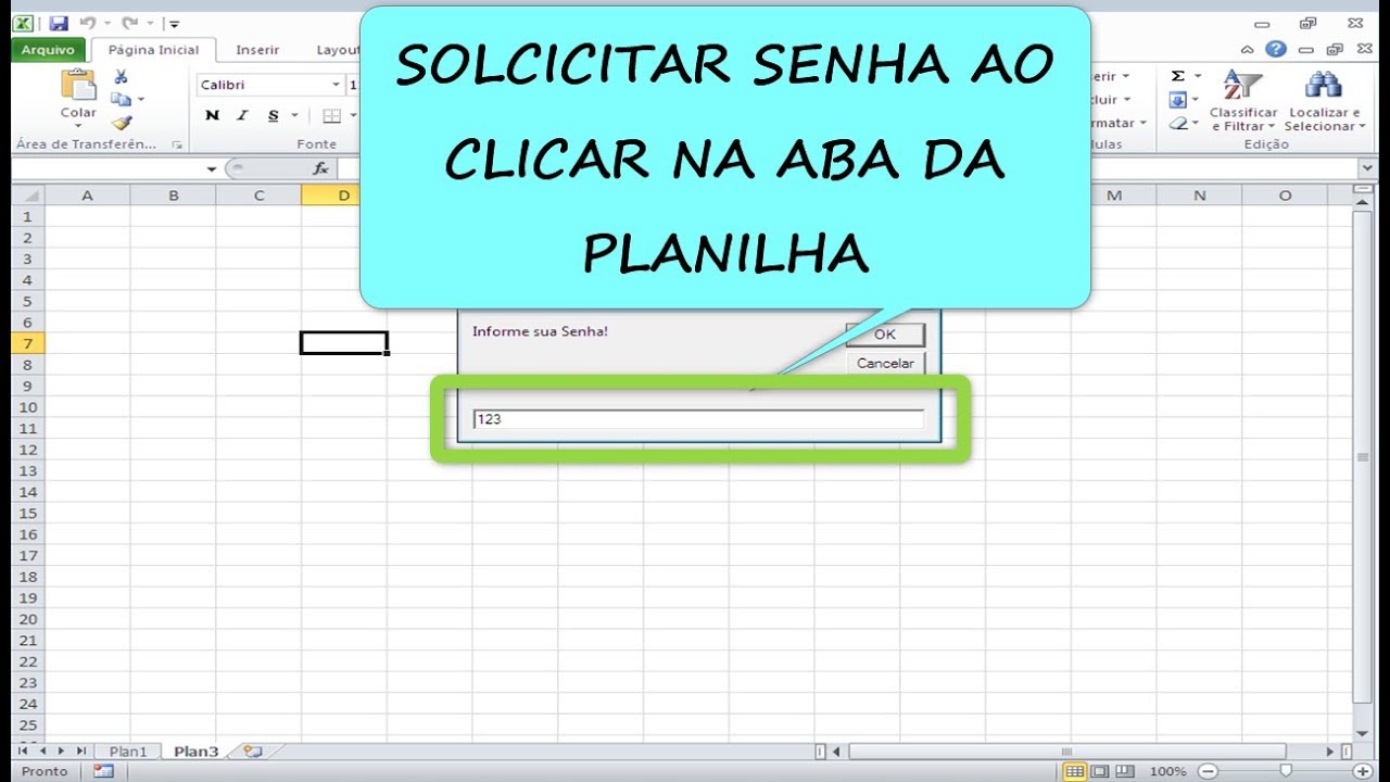 Senha Excel para EXIBIR ABA de Planilha ao Clicar na Guia