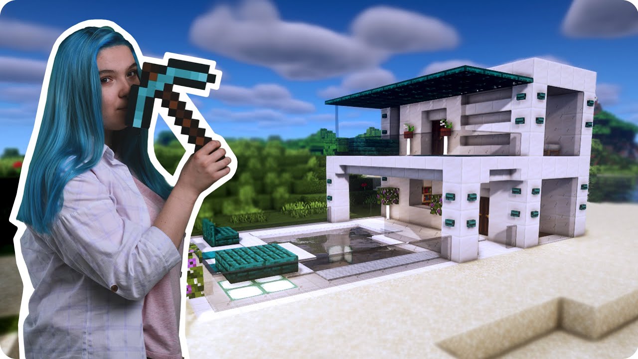 How to build a Modern Beach House - Minecraft tutorial! [ Girl Builder Pachi ]
