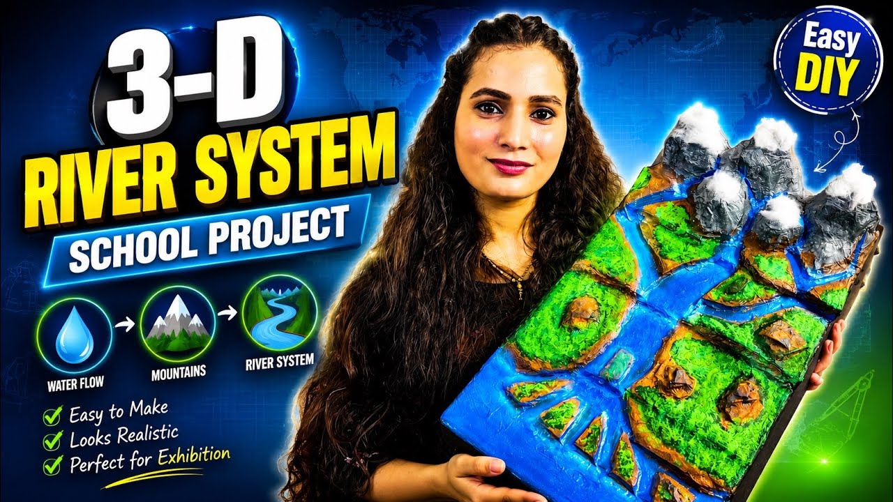 🌊 3D River System School Project | Easy DIY Model PART-1