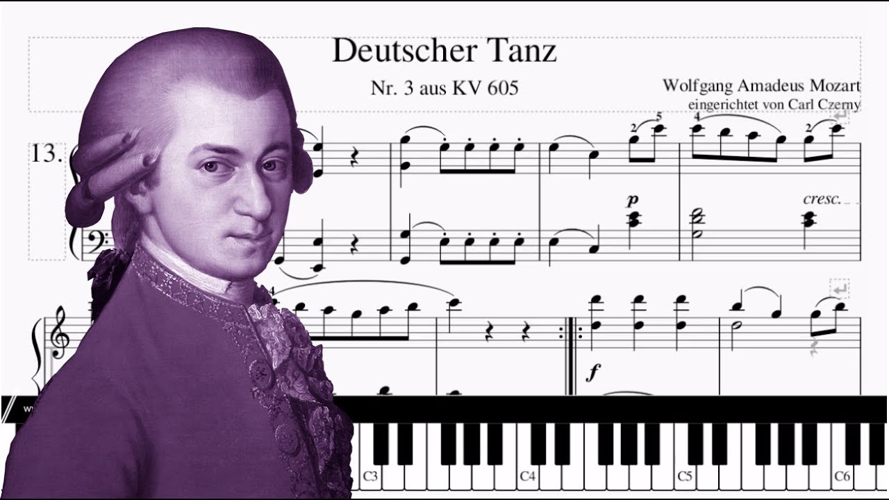 Mozart - German i Dance No.3 KV 605 - (Sheets Piano - Tutorial Piano) Wolfgang Amadeus Mozart