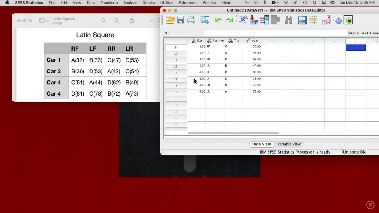 Latin Square ANOVA in SPSS