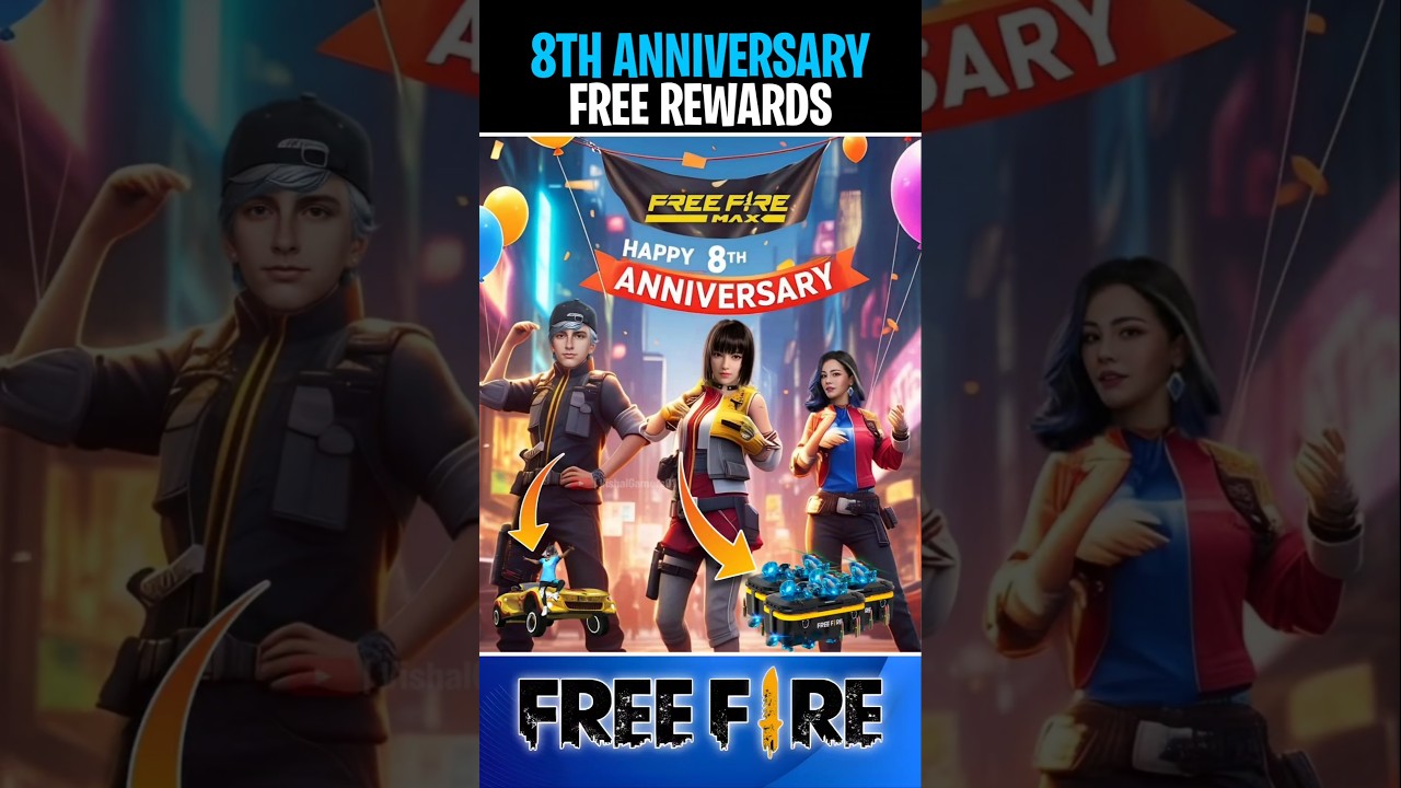 8th Anniversary Free Rewards😍#shortsvideo #viralshorts #trending #freefire
