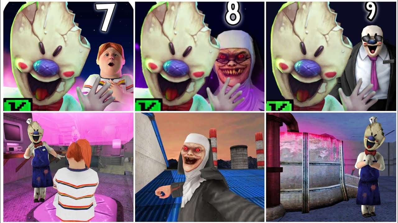 Ice Scream 7 8 9 Fangames All Jumpscares & Game Over Scenes