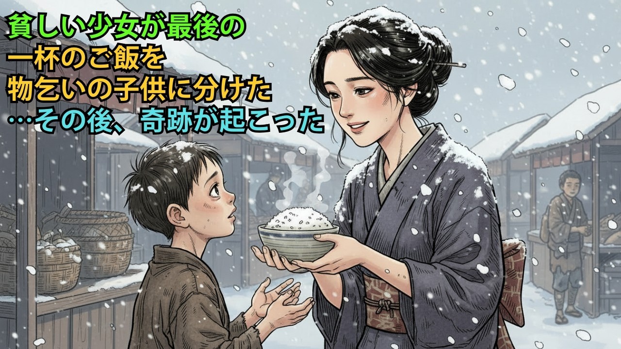 貧しい少女が最後の一杯のご飯を物乞いの子供に分けた…その後、奇跡が起こった | 野談 | 伝説 | 昔話 | 説話 | 民話