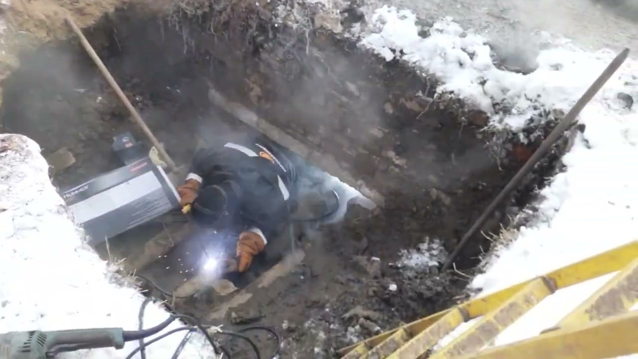 Сварка тепловых сетей в МОРОЗ. Работа на двух объектах.