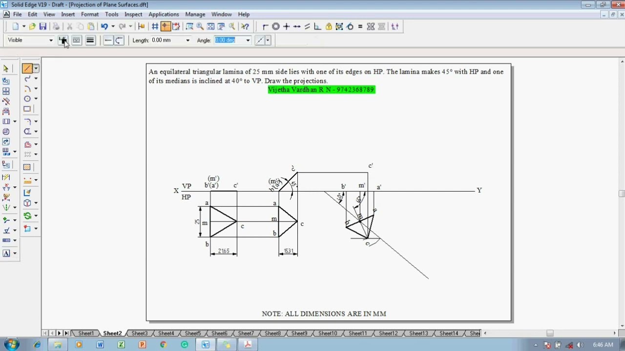 Example 2 on Projection of Plane Surfaces