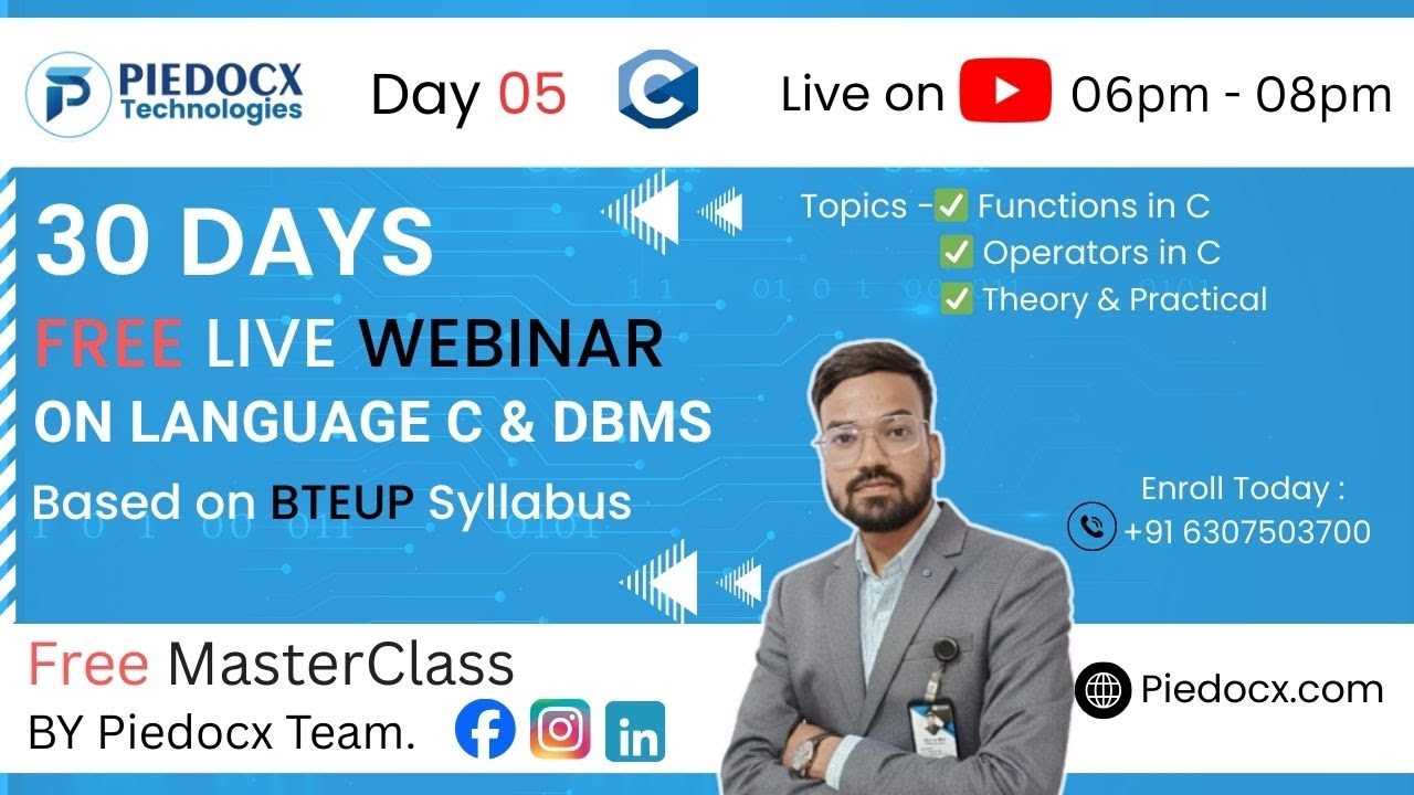 Day 5 || Free Online Webinar: Learn C Language & Database