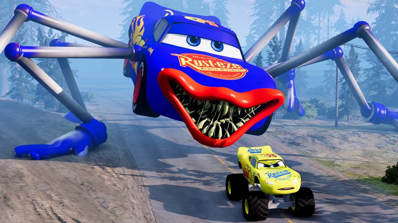Epic Escape From McQueen Eater Giant Bot, Spider Eater MusicMan Eater in BeamNG Compilation#6