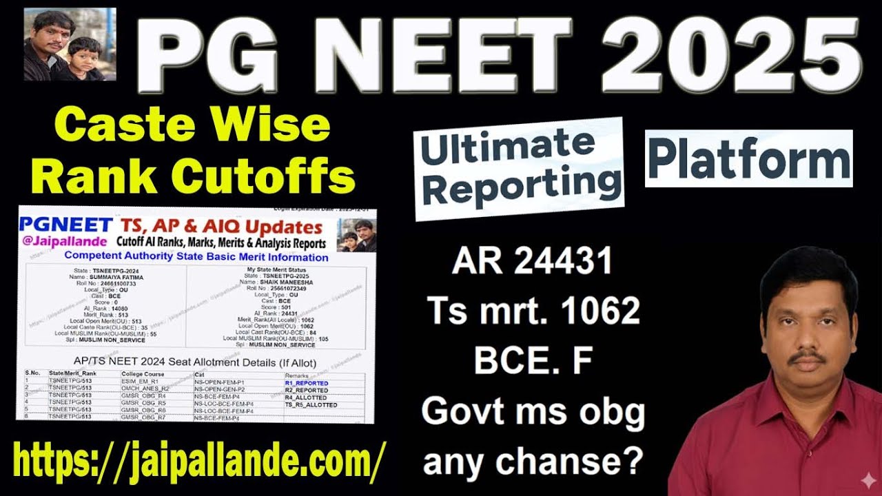 PG NEET 2025 Caste Wise Rank Cutoffs | TS & AP Govt MS Chances Explained