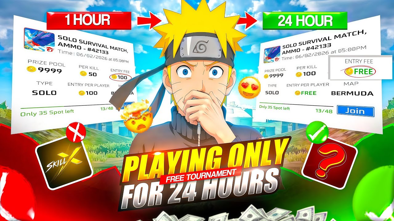 🔥🤑 Only Free Tournament 💰For 24 hours 🕐🤯 Entry - ₹0🔥Per kill -10 💴 FOUND BEST FREE TOURNAMENT APP⁉️✅