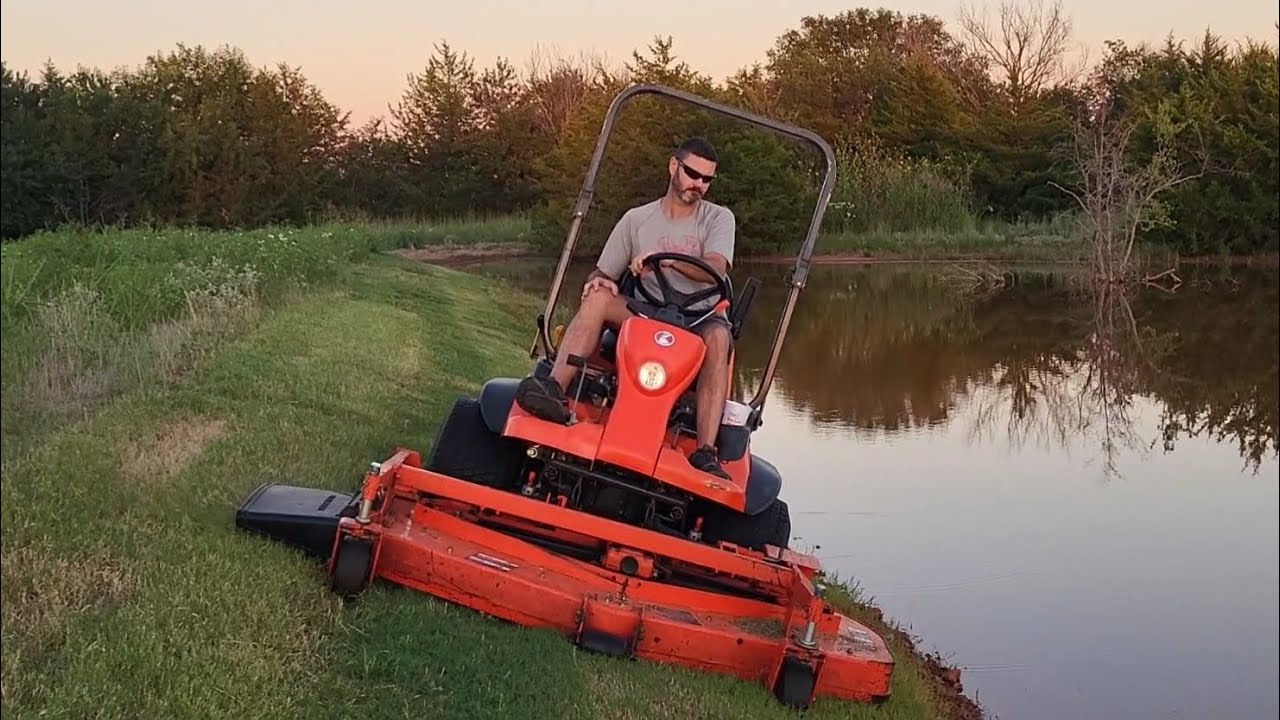 Mowing Pond Dam Slope - Kubota F Series