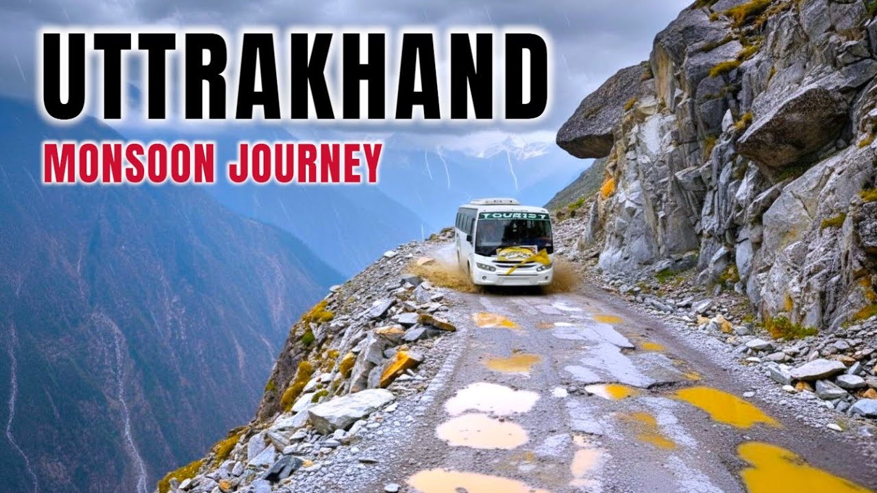 Uttarakhand mountains beauty | Himalayas Bus Journey | World's most dangerous road with Landslides