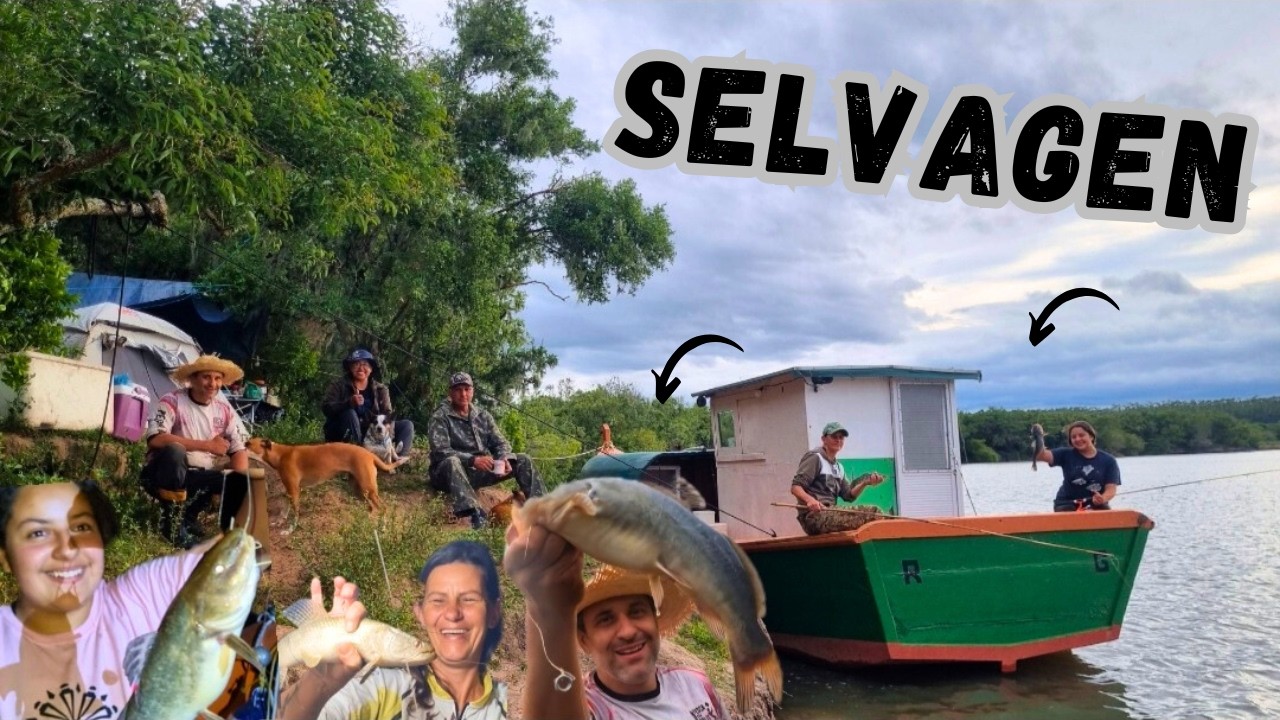 Acampamos rio acima 37km aguas perigosas local selvagen muito peixe,rio piratini!