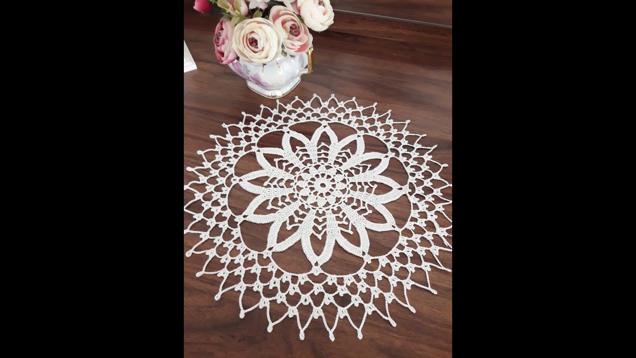 Yatak Odasına Çeyizlik Dantel Örtü Yapımı 2/1- Crochet Lace Round Pattern 2/1
