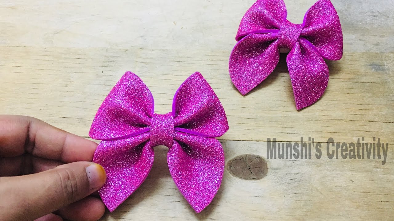 HOW TO MAKE GLITTER FOAM SHEET BOW /DIY BOW /HAIR ACCESSORIES TUTORIAL