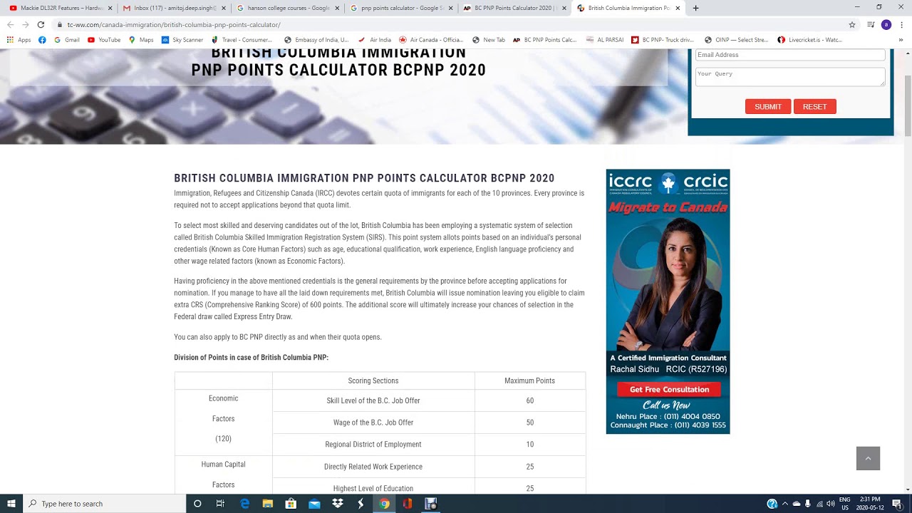 BCPNP Points calculator explained