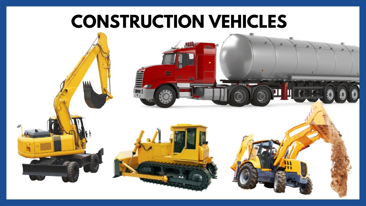 Different Types Of Construction Vehicles For Kids - Learn Construction Transport Names And Sounds