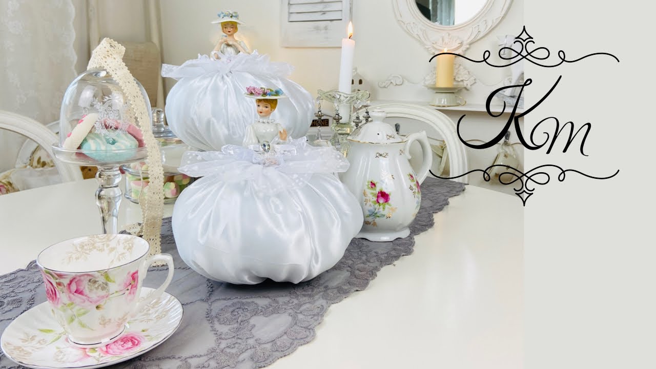 Fall decoration - shabby chic pumpkins