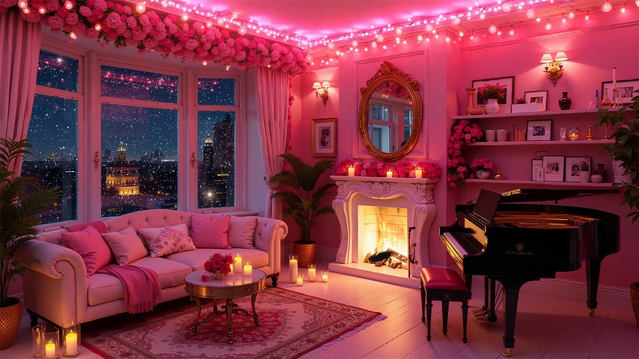 ❤️ A Warm and Romantic Valentine Evening in a Pink, Candlelit Room