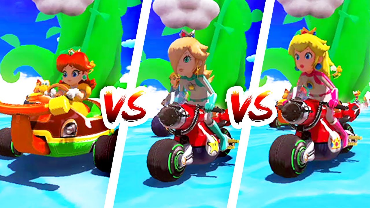 Mario Kart 8 Deluxe Custom Tracks - Daisy vs Peach vs Rosalina 3 Players Co-Op Gameplay Split-Screen