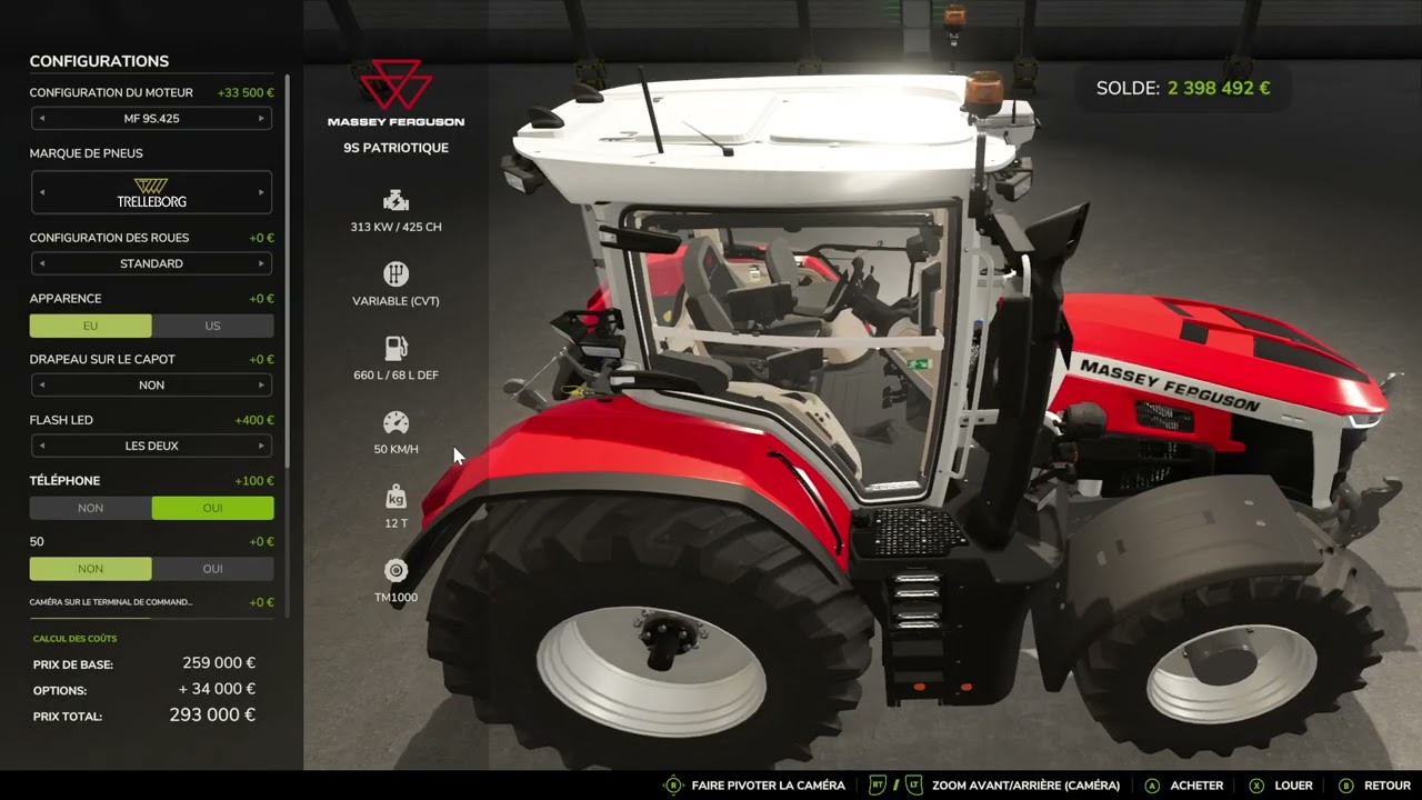 FS 25 Mod : Massey Ferguson 9S Patriotique