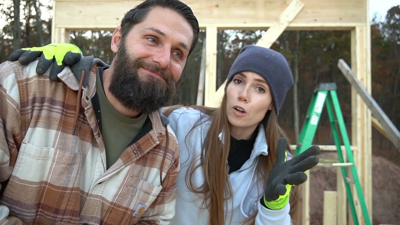 First Wall + Installing 35ft Beams | A-Frame Cabin Addition