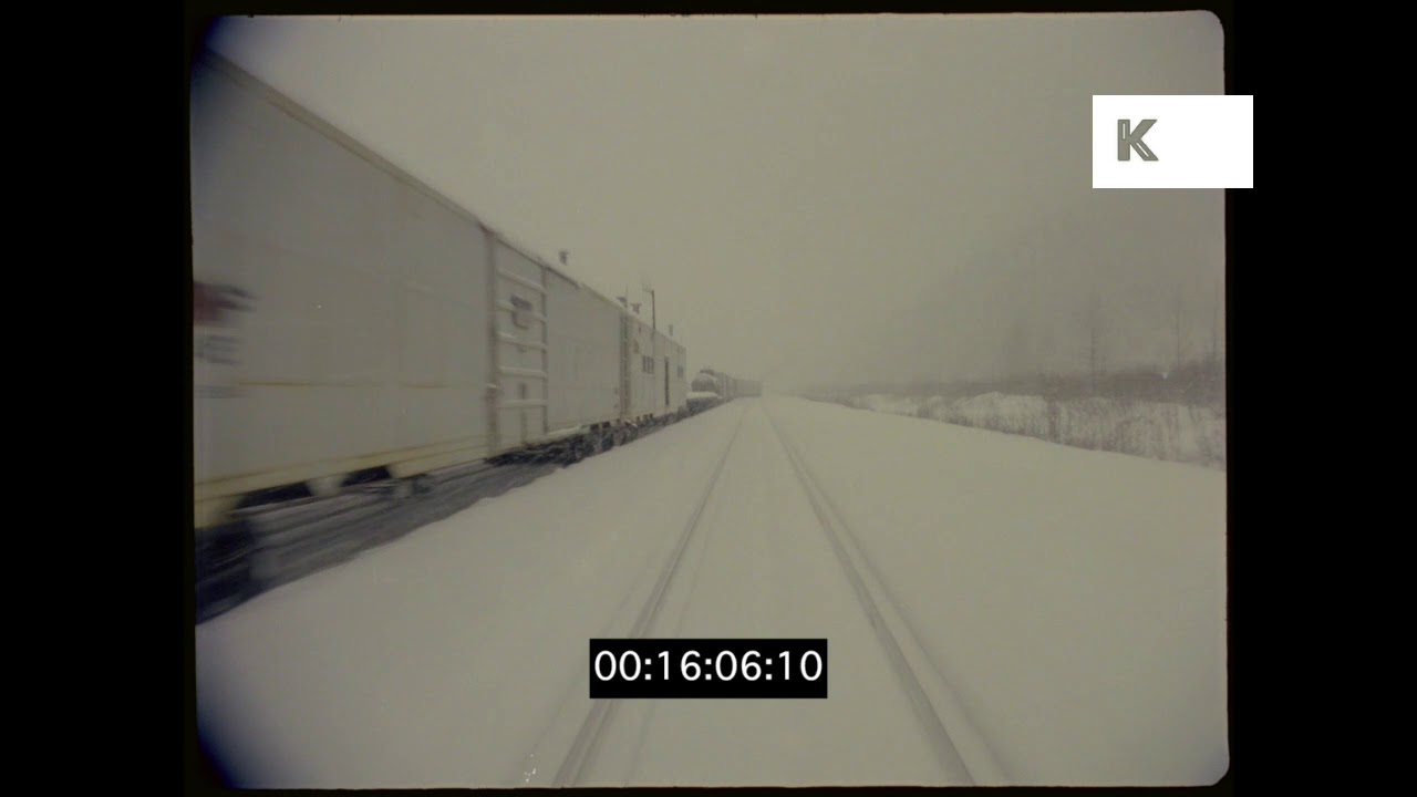 Freight Train Through a Snow Storm, 1980s USA, 35mm