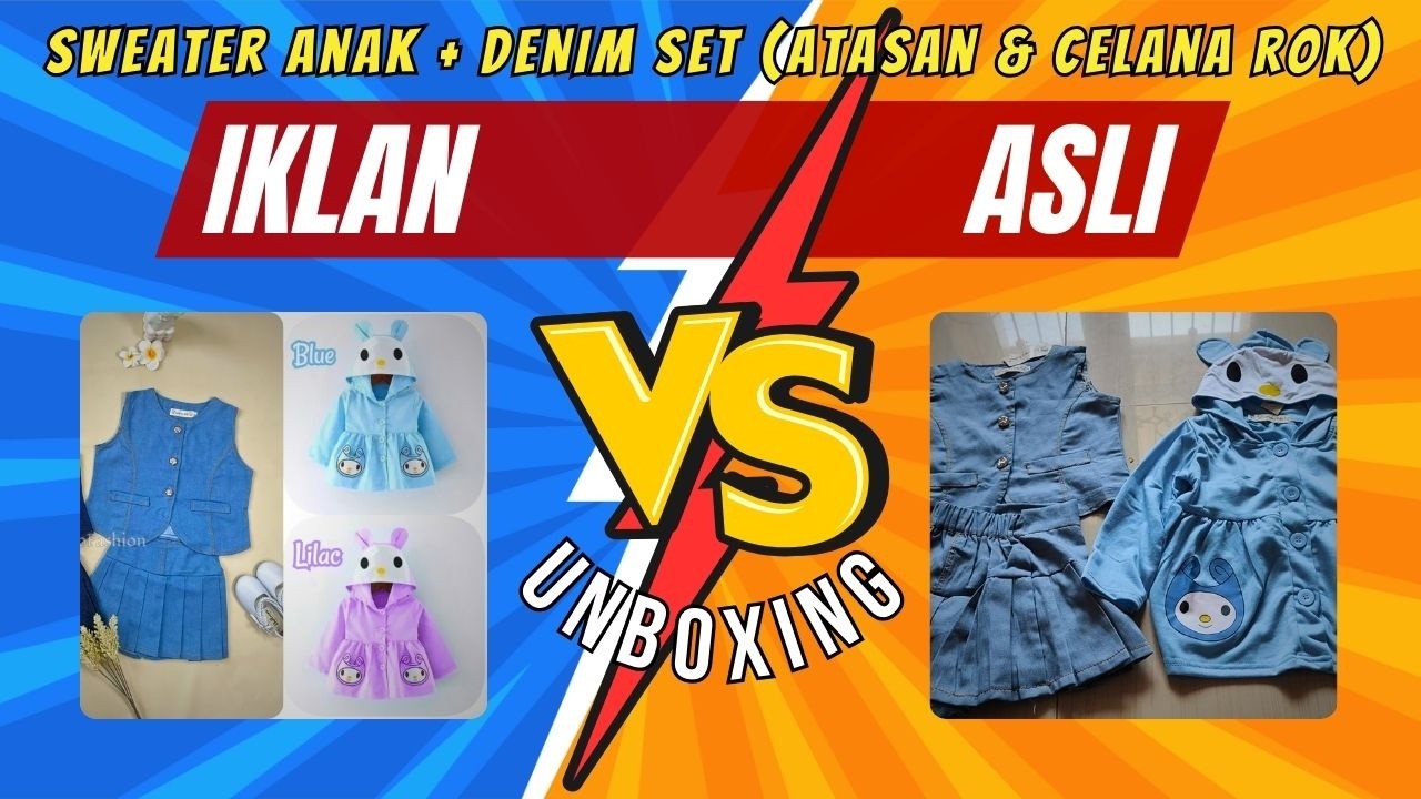 🔥 UNBOXING Set Rok Danelia Rempel 2 in 1 & Hoodie Baby Biru | Baju Anak Lucu & Kekinian
