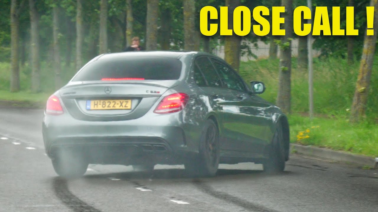 LOUD MODIFIED Mercedes AMG's Accelerating - C63S AMG CLOSE CALL!