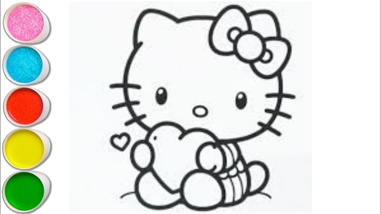 Cute Hello Kitty Drawing for Kids, Painting & Coloring for Kids | Let's Draw Together