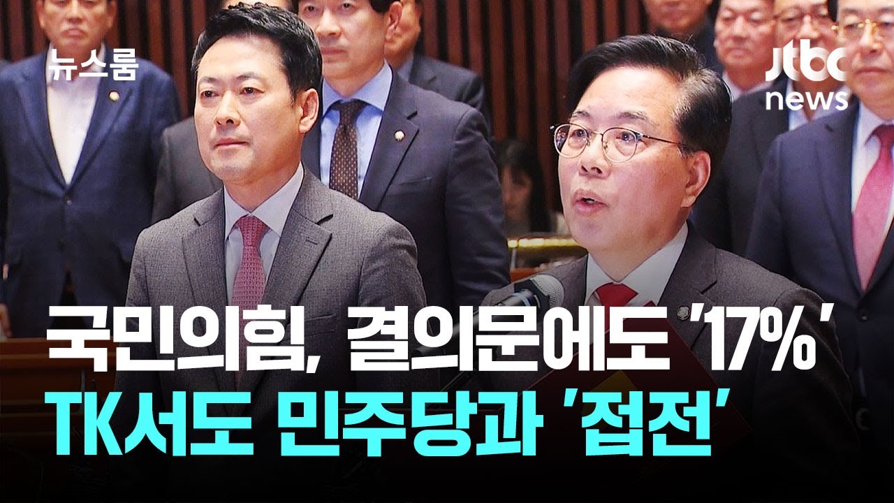 국민의힘, 결의문에도 '17%'…TK서도 민주당과 '접전' / JTBC 뉴스룸