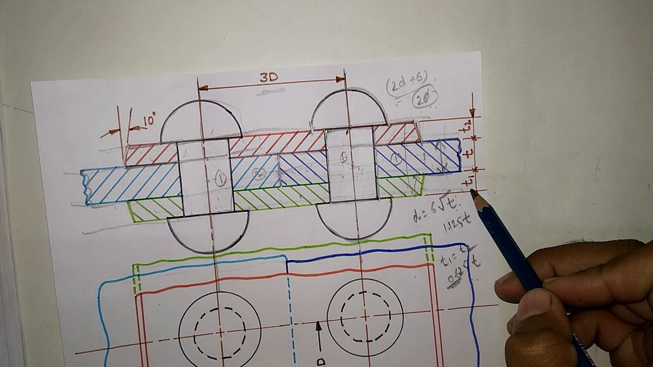 How To Draw A Riveted Butt Joint | Machine Drawing | Edusquad