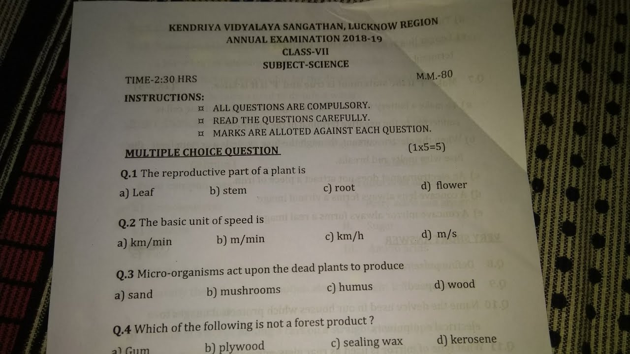 CBSE Class 7 Science Annual Exam Latest Question Paper [2020-2021] | Become a Topper