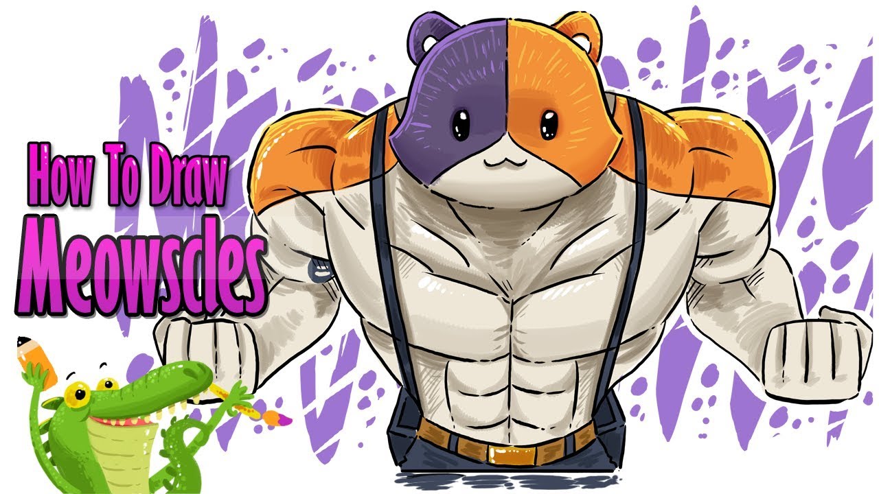how to draw Meowscles Fortnite Easy step by step