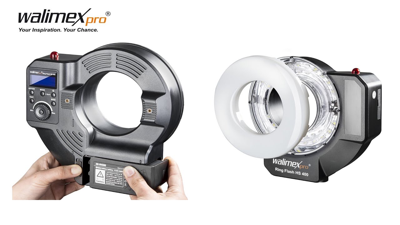 Walimex Pro RingFlash HS 400 leistungsstarker Ringblitz f&uuml;r schattenfreie Ausleuchtung