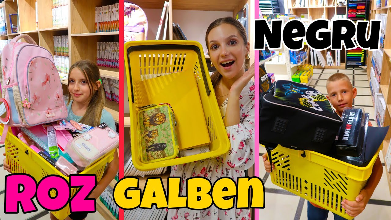 Alegem Rechizite Scolare Roz vs Galben vs Negru / Back to School Challenge