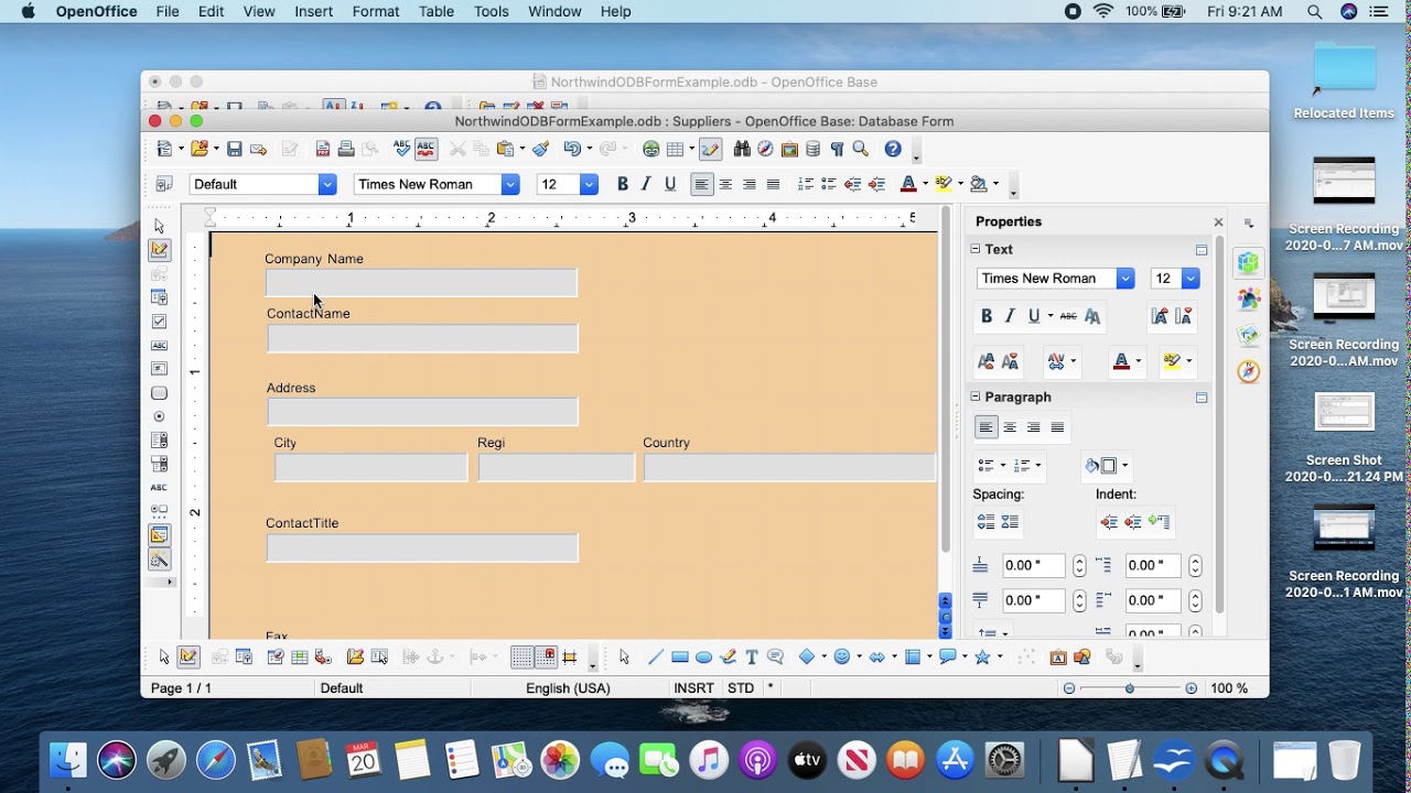 Creating Forms in LibreOffice Base
