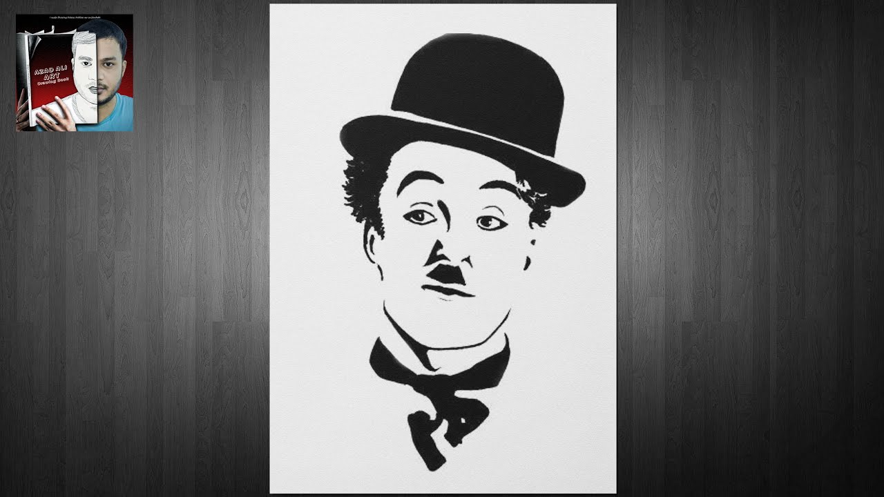 Charlie Chaplin Drawing | Marker Pen Drawing | Black and white Drawing ⚫ Art Azad