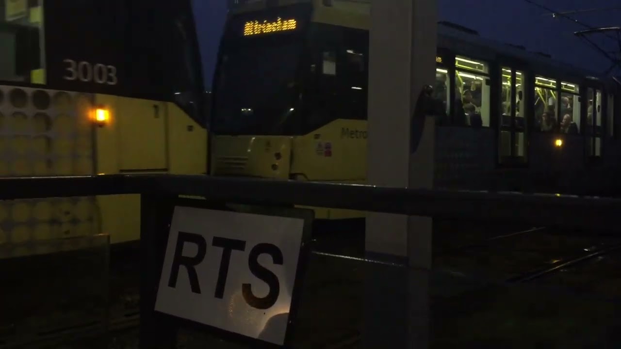 Manchester metro link at night