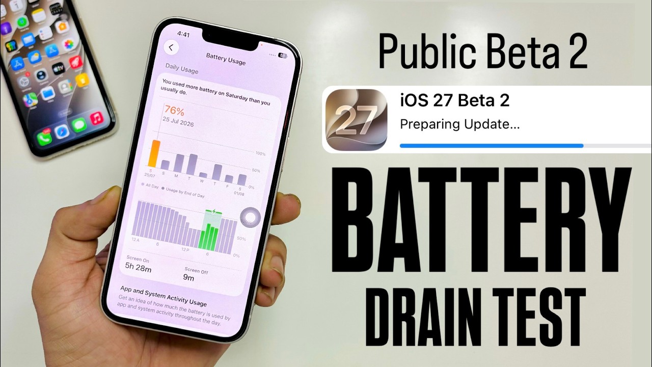 iOS 27 Public Beta 2 Battery Test &ndash; Better Battery Life or Still Draining?