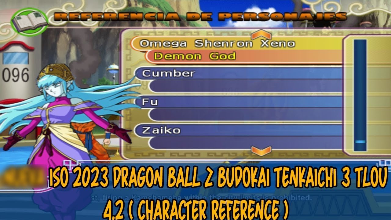 ISO 2023 DRAGON BALL Z BUDOKAI TENKAICHI 3 TLOU 4.2 ( CHARACTER REFERENCE )