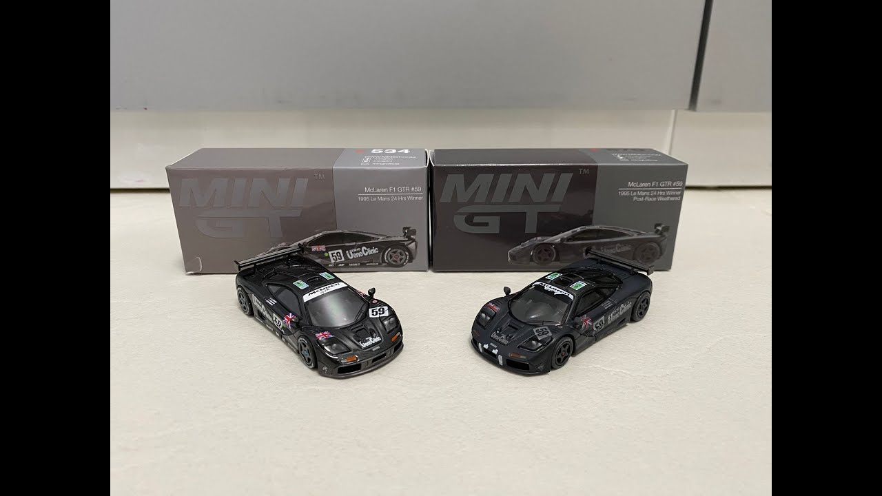 1/64 Mini GT McLaren F1 GTR Le Mans 24hr pre race and post race comparison