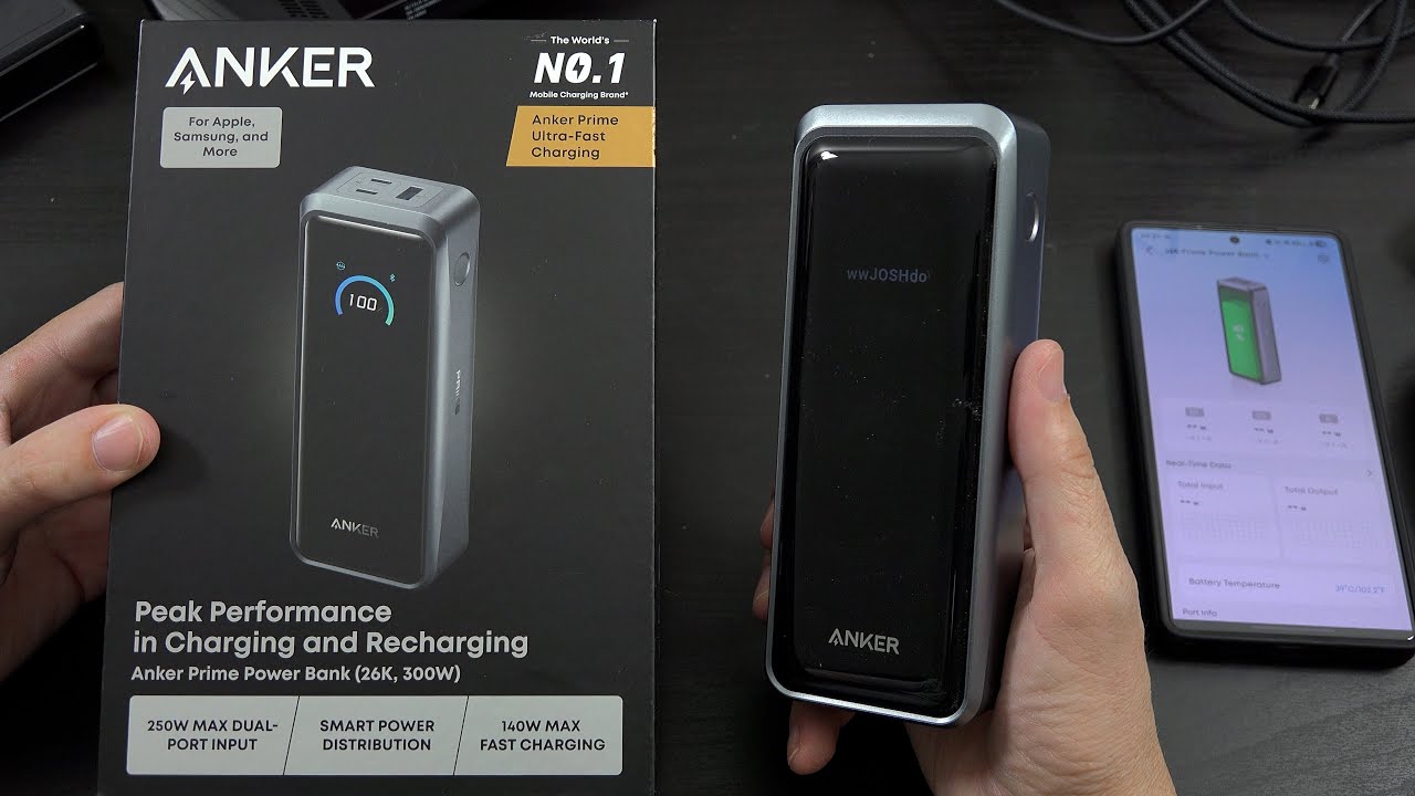 Anker Prime Power Bank, портативное зарядное устройство с тремя портами, ёмкостью 26 250 мА·ч и м...