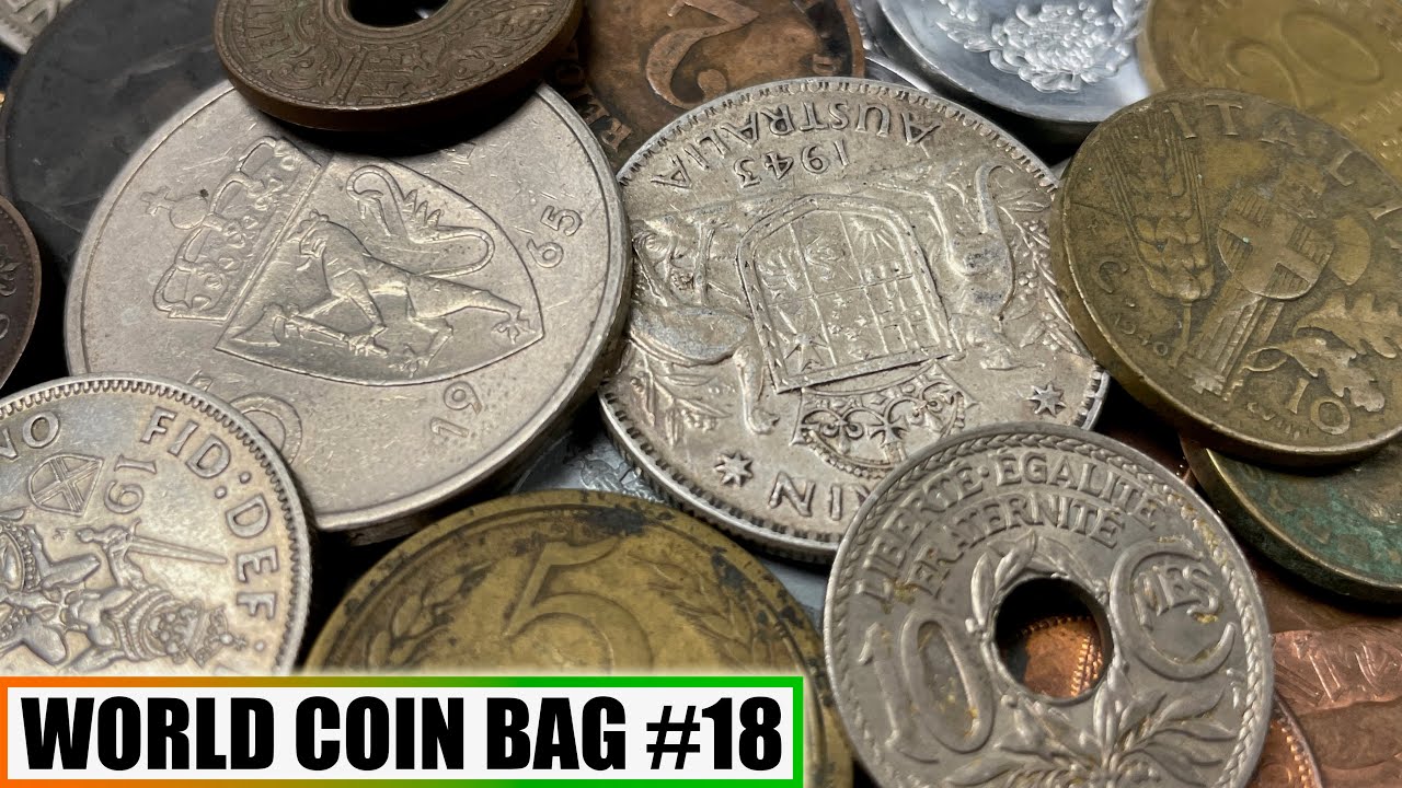 Larger Silver & Rarer World Coins Discovered Hunting 1/2 Pound World Coin Loot Bag - Bag #18